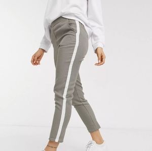 Asos Women's Houndstooth Pull On Ankle Pants Tuxedo Stripe Office Size 14